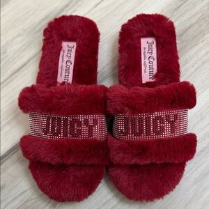 Juicy Couture Burgundy Furry Women's Slippers size 6